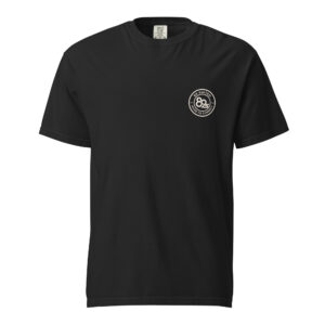 The 89s Crest Tee in black, with the 89 Suited seal printed small in cream on the left chest.