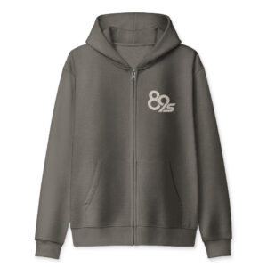 The Night Session Zip in asphalt, with the 89 Suited print on the chest.